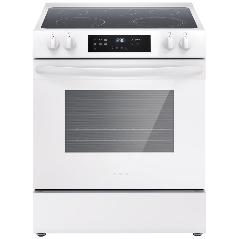 Frigidaire FCFE306CAW 30-Inch White Front Control Electric Range - Perfect for Modern Kitchens, Baking & Family Cooking