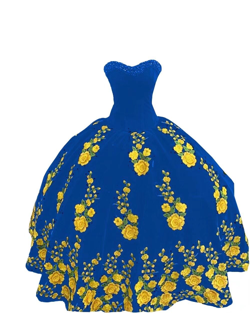 Exquisite Pearls & Floral Embroidered Quinceanera Dress with Long Train - Strapless Sweet 16 Ball Gown for Prom 2025 - Perfect for Quinceañeras, Debutante Balls & Formal Evening Events