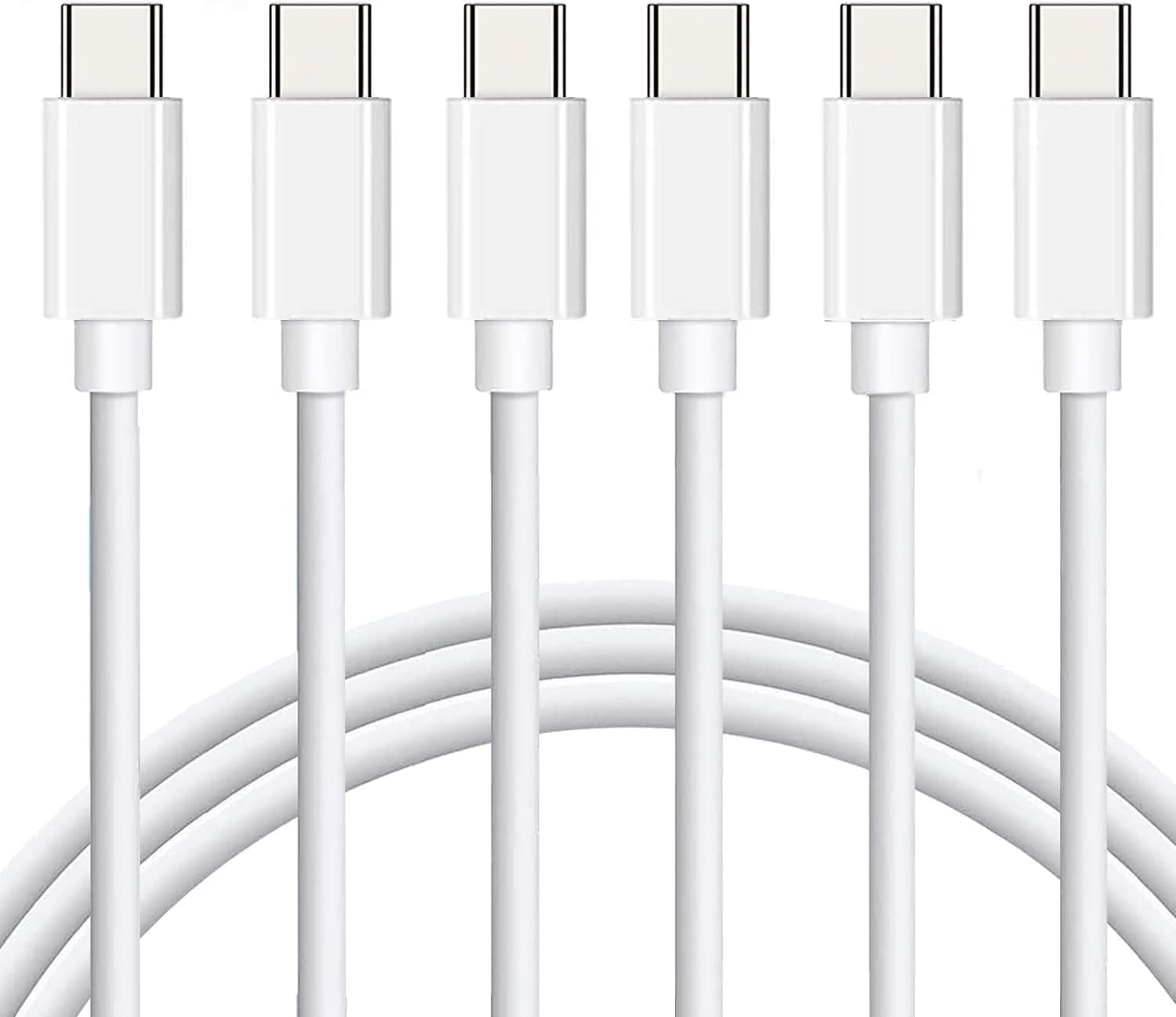 3-Pack 6FT 60W USB-C Fast Charging Cable for iPhone 15/16, MacBook Air/Pro, iPad Pro/Air & Samsung - High Speed Type C Charger Cord (White) - Perfect for Home, Office & Travel Charging Needs