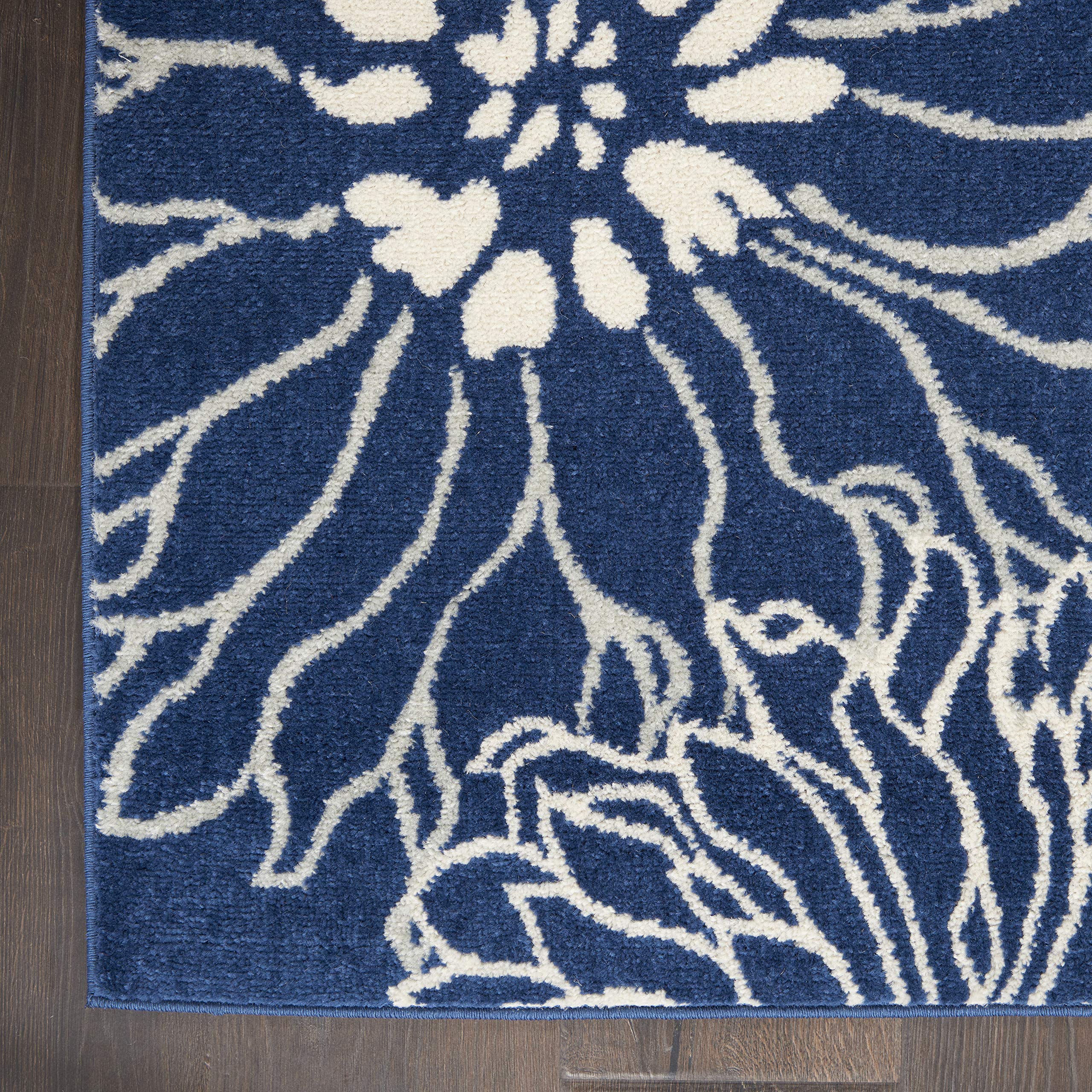 Nourison Passion Navy/Ivory 8' x 10' Floral Farmhouse Area Rug - Non-Shedding, Easy to Clean - Perfect for Bedroom, Living Room, Dining Room & Kitchen Decor (8x10)