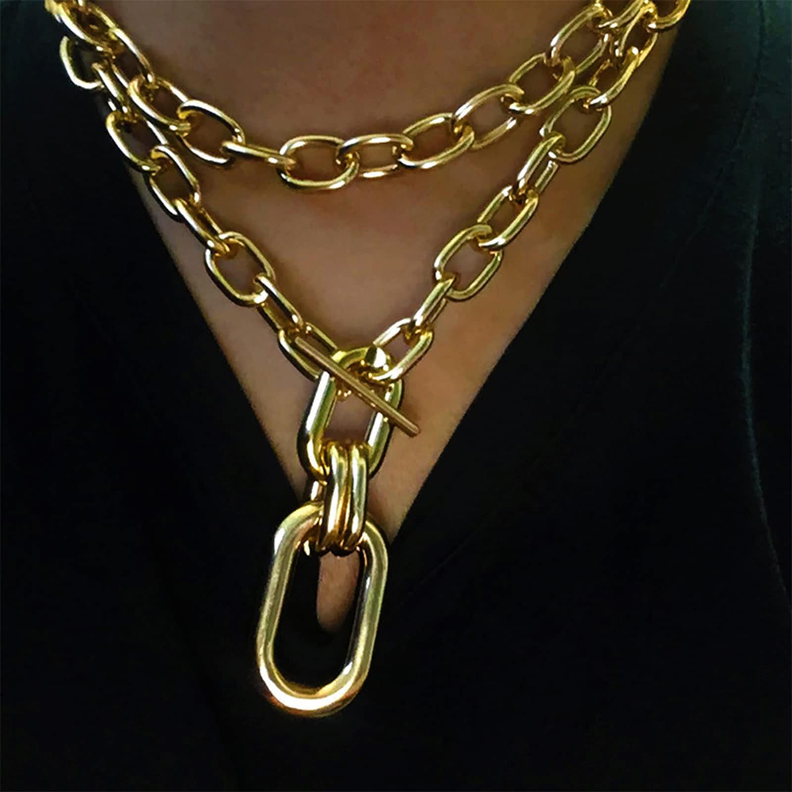 Chunky Gold Necklace for Women - Statement Layered Chain with Toggle Clasp | Elegant Jewelry Gift for Her | Perfect for Parties, Date Nights & Special Occasions