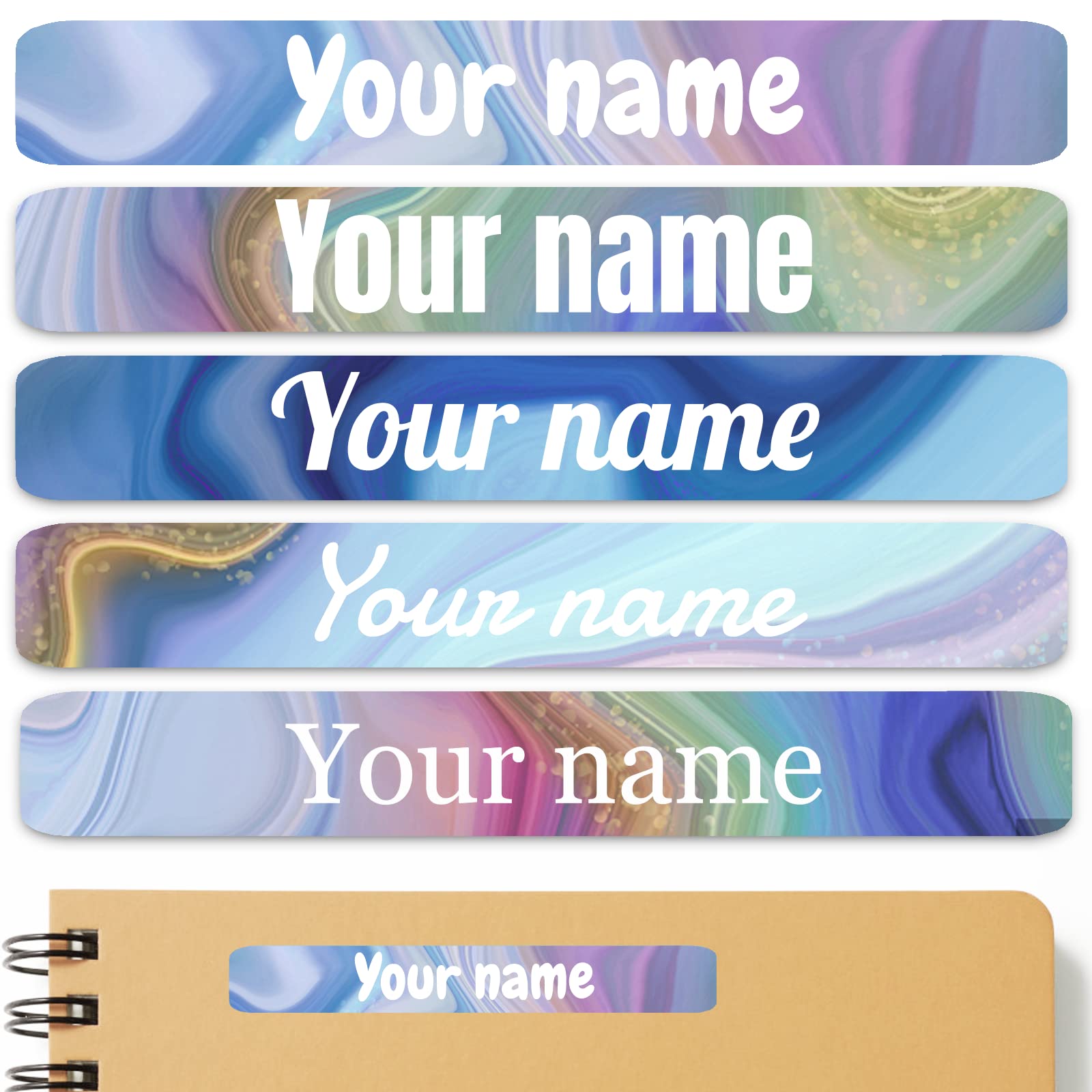 100PCS Personalized Name Labels for Kids - Custom Text Waterproof Stickers for School Supplies, Notebooks, Pencils & Bottles | Cute Designs for Daycare, Camp & Organization