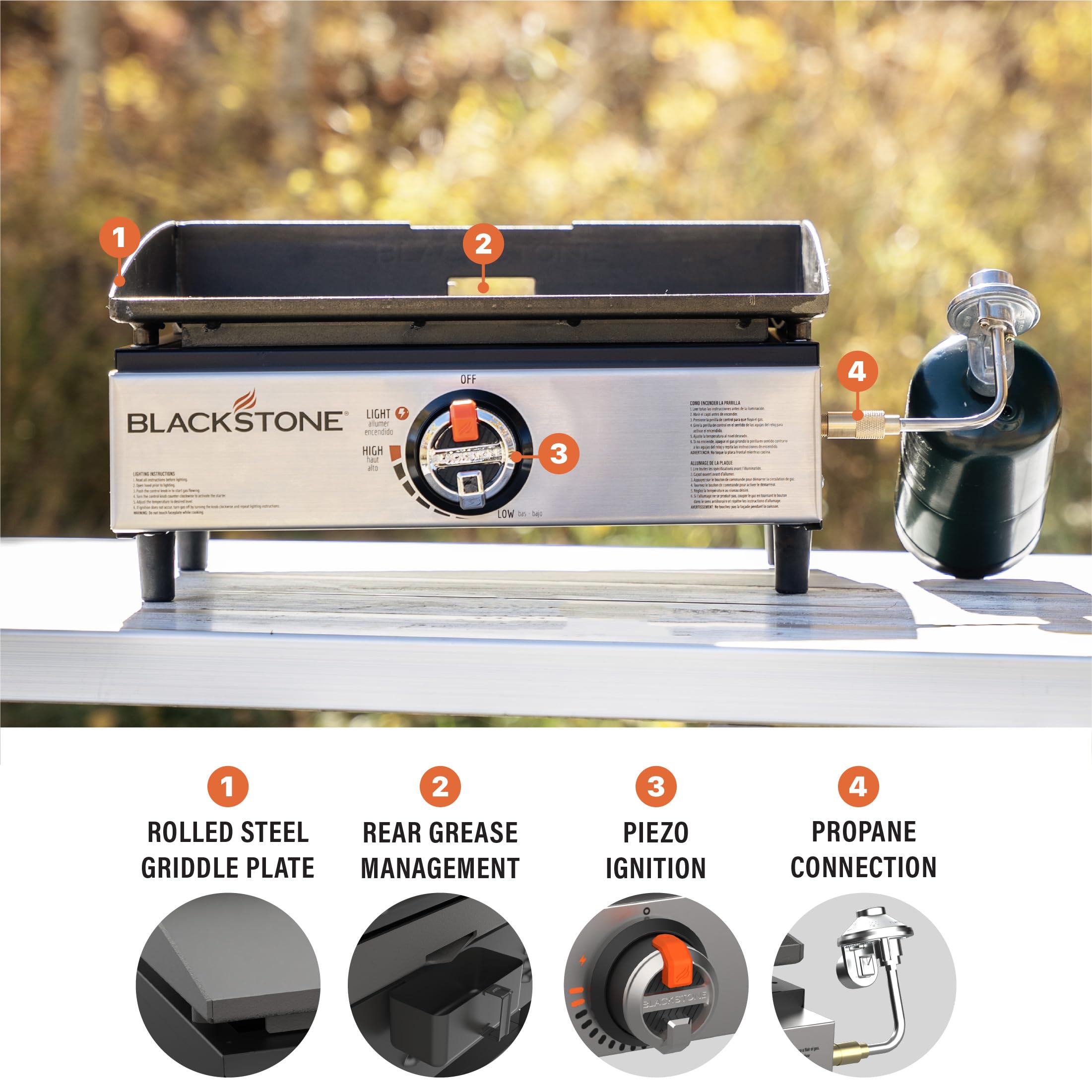 Blackstone 1971 Original 17-Inch Tabletop Griddle with Stainless Steel Front Plate & Powder Coated Steel - Perfect for Outdoor Cooking, Camping, BBQs, and Backyard Parties