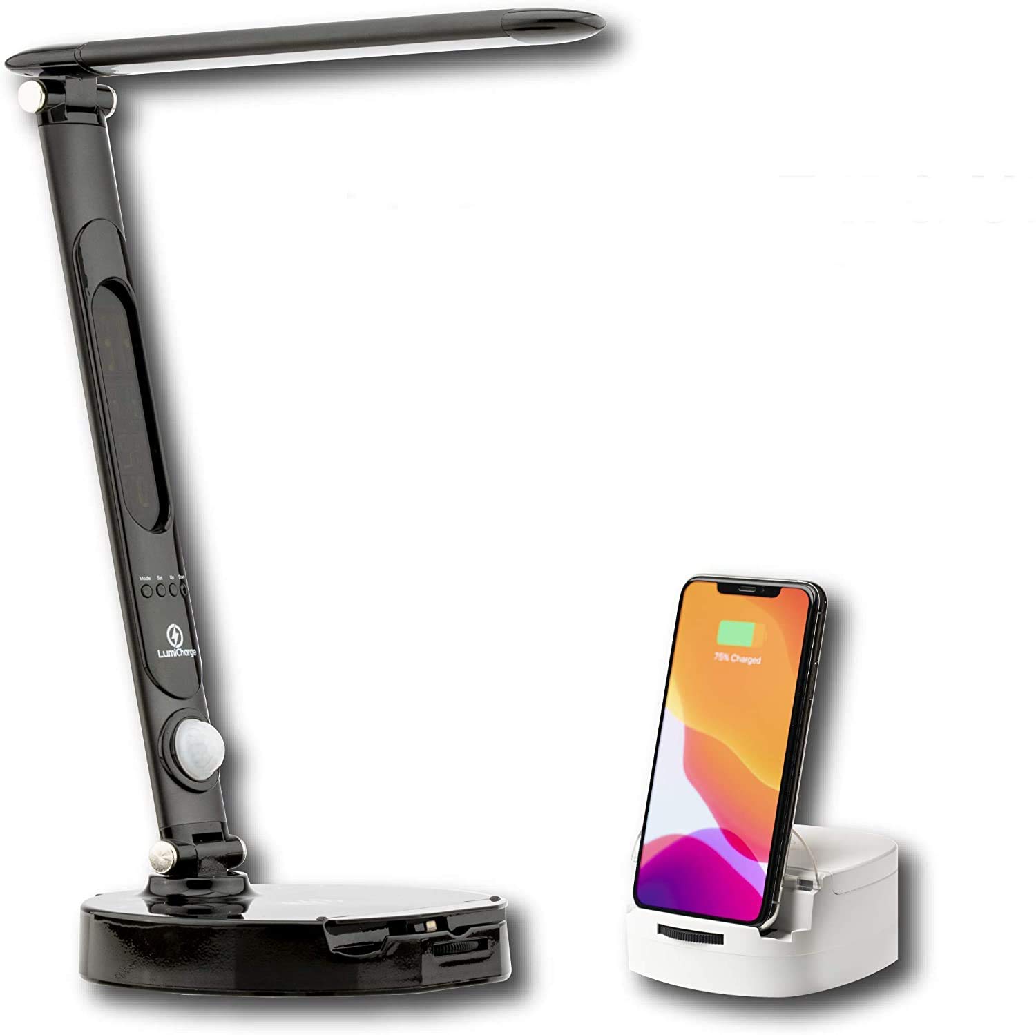 LumiCharge Smart Adjustable LED Desk Lamp with Fast Qi Wireless Charger Stand - Perfect for Home Office, Study & Nightstand Use
