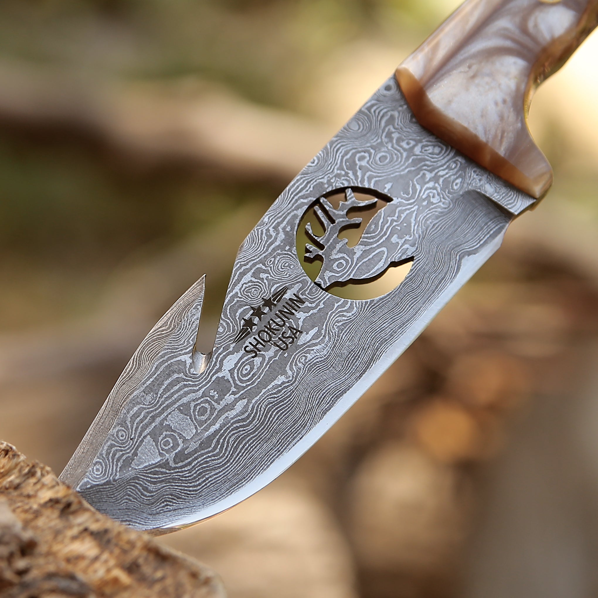 Premium Fusion Gut Hook Hunting Knife with Mother of Pearl Handle - Perfect for Field Dressing, Skinning Game, and Outdoor Survival Adventures