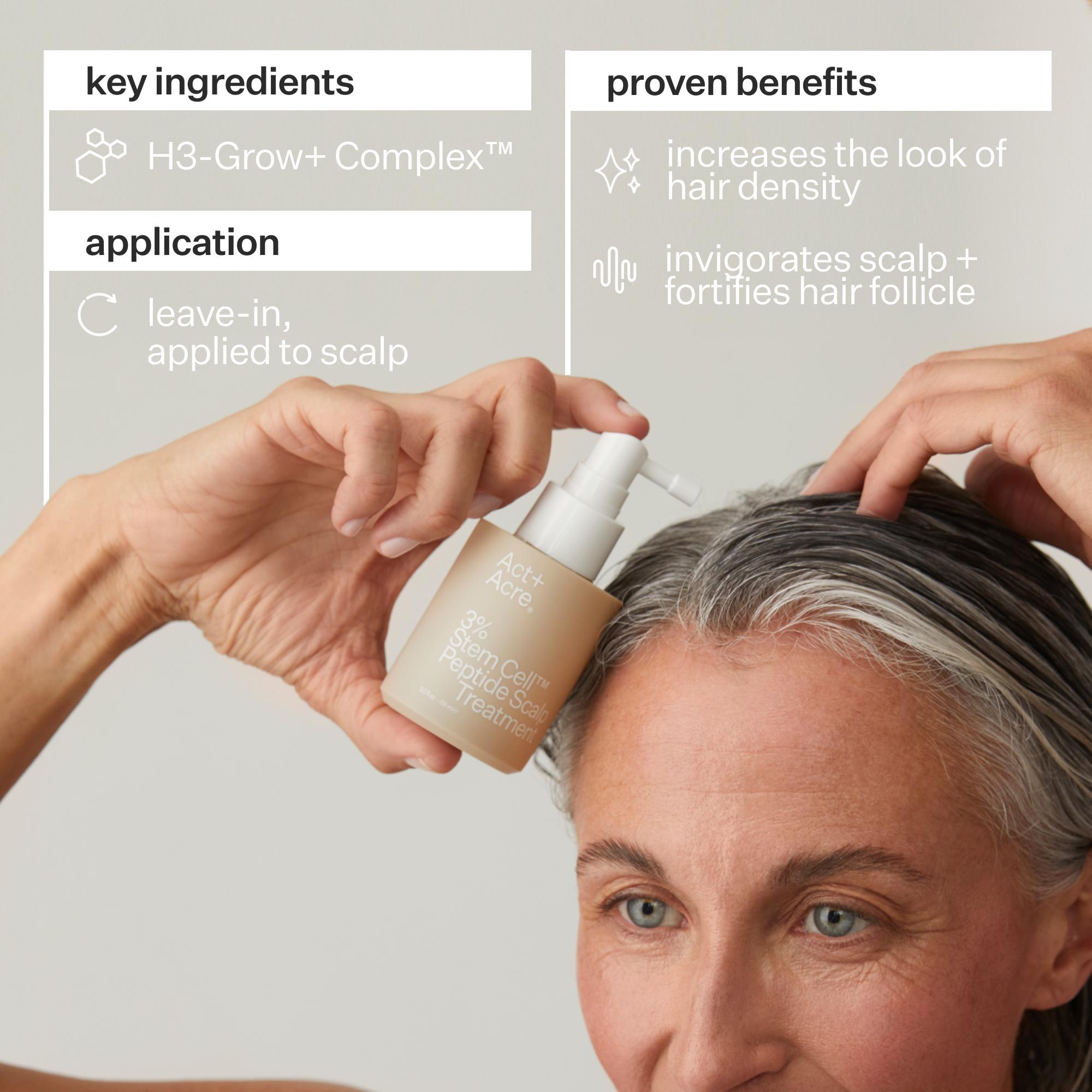 Act+Acre 3% Stem Cell Peptide Hair Treatment for Thinning Hair - Stimulates Hair Growth & Reduces Breakage - Perfect for Daily Scalp Care & Hair Regrowth Routine