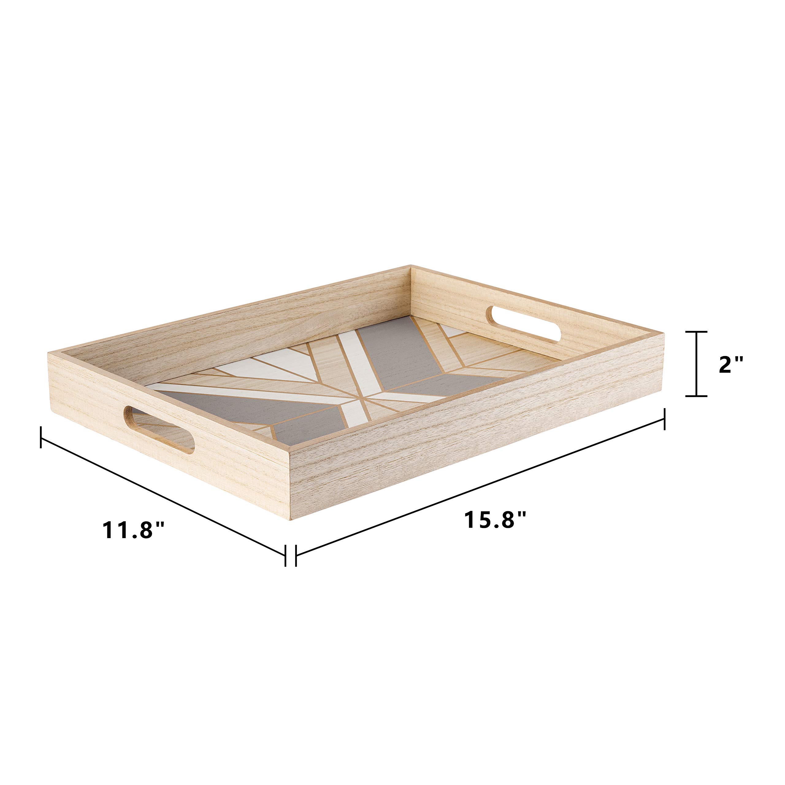 Premium Wood Serving Tray - Handcrafted Home Decor for Coffee Table, Ottoman, Bedroom & Dining | Perfect for Breakfast in Bed, Tea Parties & Living Room Organization
