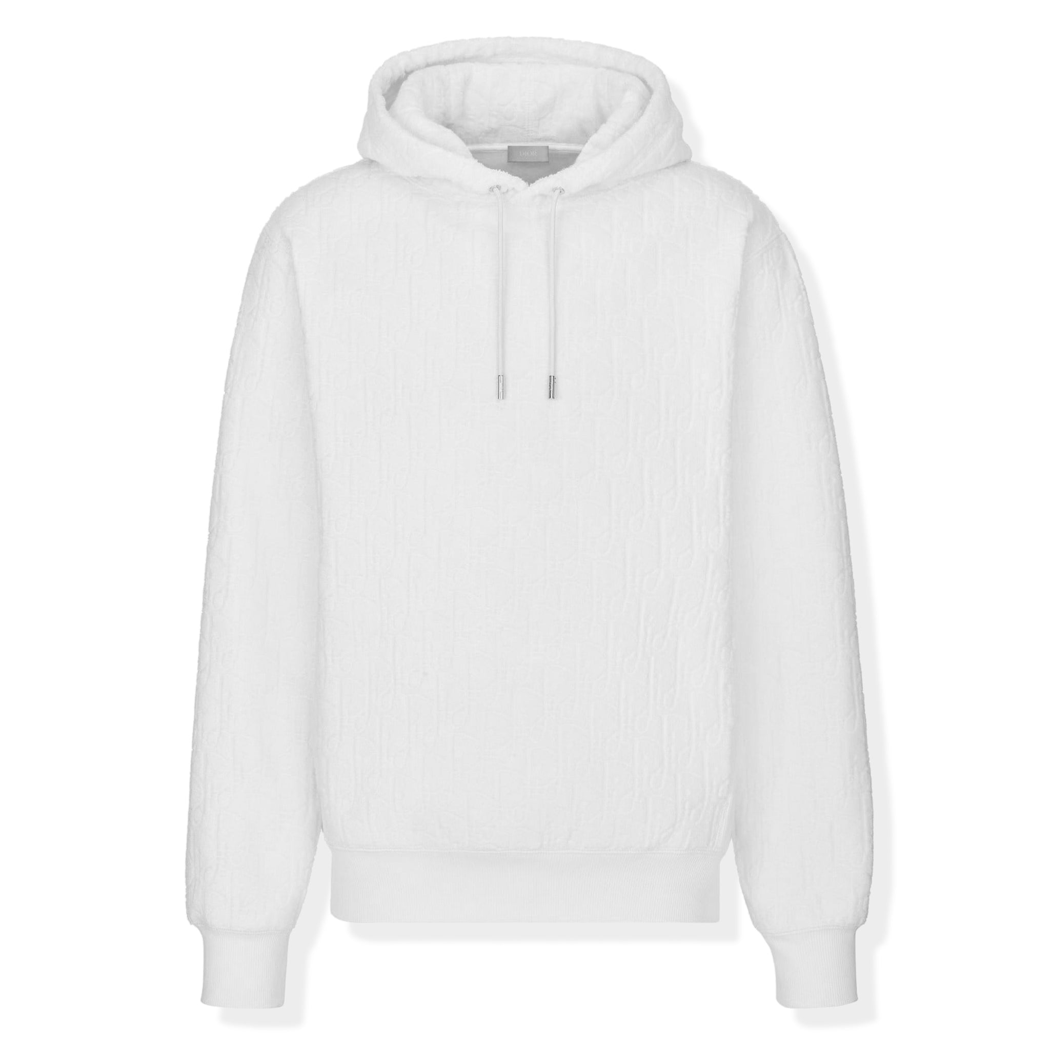 Dior Oblique Terry Cotton White Hoodie for Men & Women - Casual Luxury Streetwear for Everyday Comfort