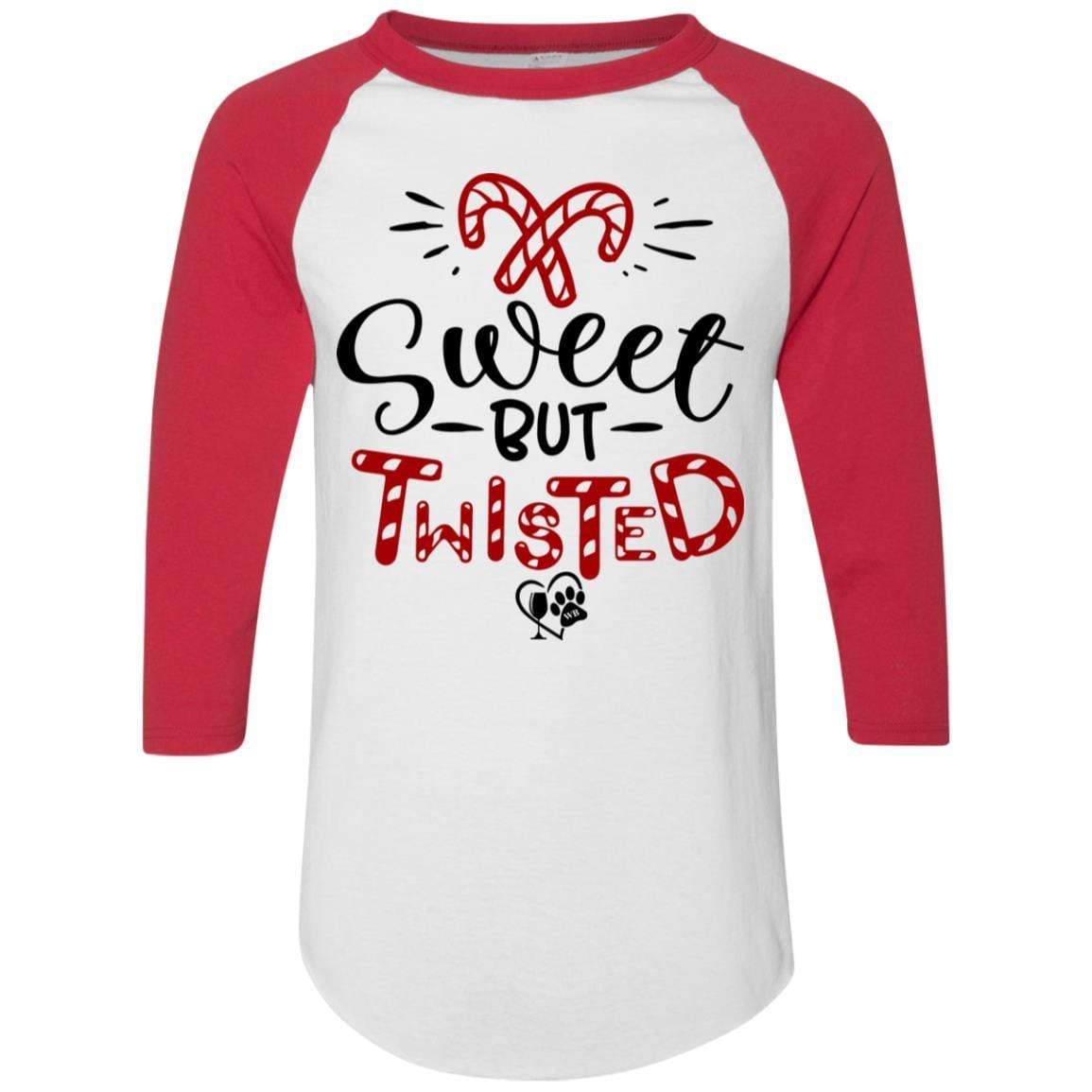Sweet But Twisted Colorblock Raglan Jersey - Women's Long Sleeve Baseball Tee for Christmas & Holiday Parties - Cozy Casual Pullover for Festive Gatherings & Winter Outfits