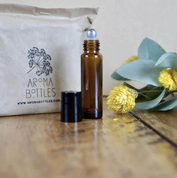 5-Pack 10ml Amber Glass Essential Oil Roller Bottles with Metal Roller Balls - Perfect for Aromatherapy, DIY Blends & On-The-Go Relaxation