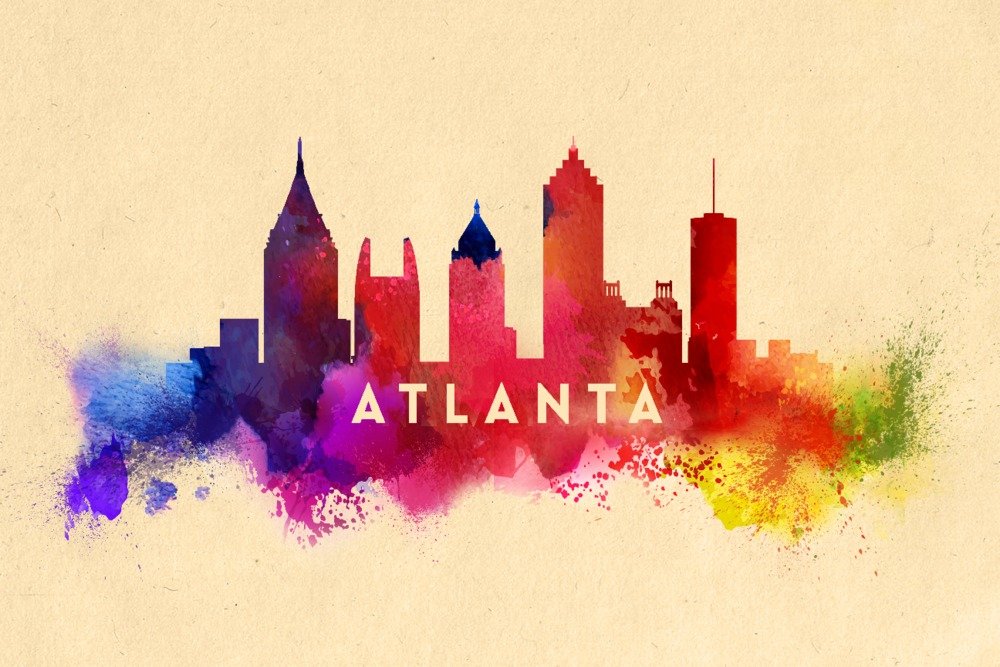 Atlanta Georgia Skyline Abstract Art Print - 9x12 Wall Decor Travel Poster for Home, Office & Gift Ideas