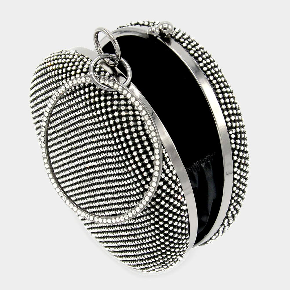 Stylish Black Bling Round Evening Tote Bag for Women - Elegant Crossbody Purse with Rhinestone Details | Perfect for Parties, Weddings & Night Out