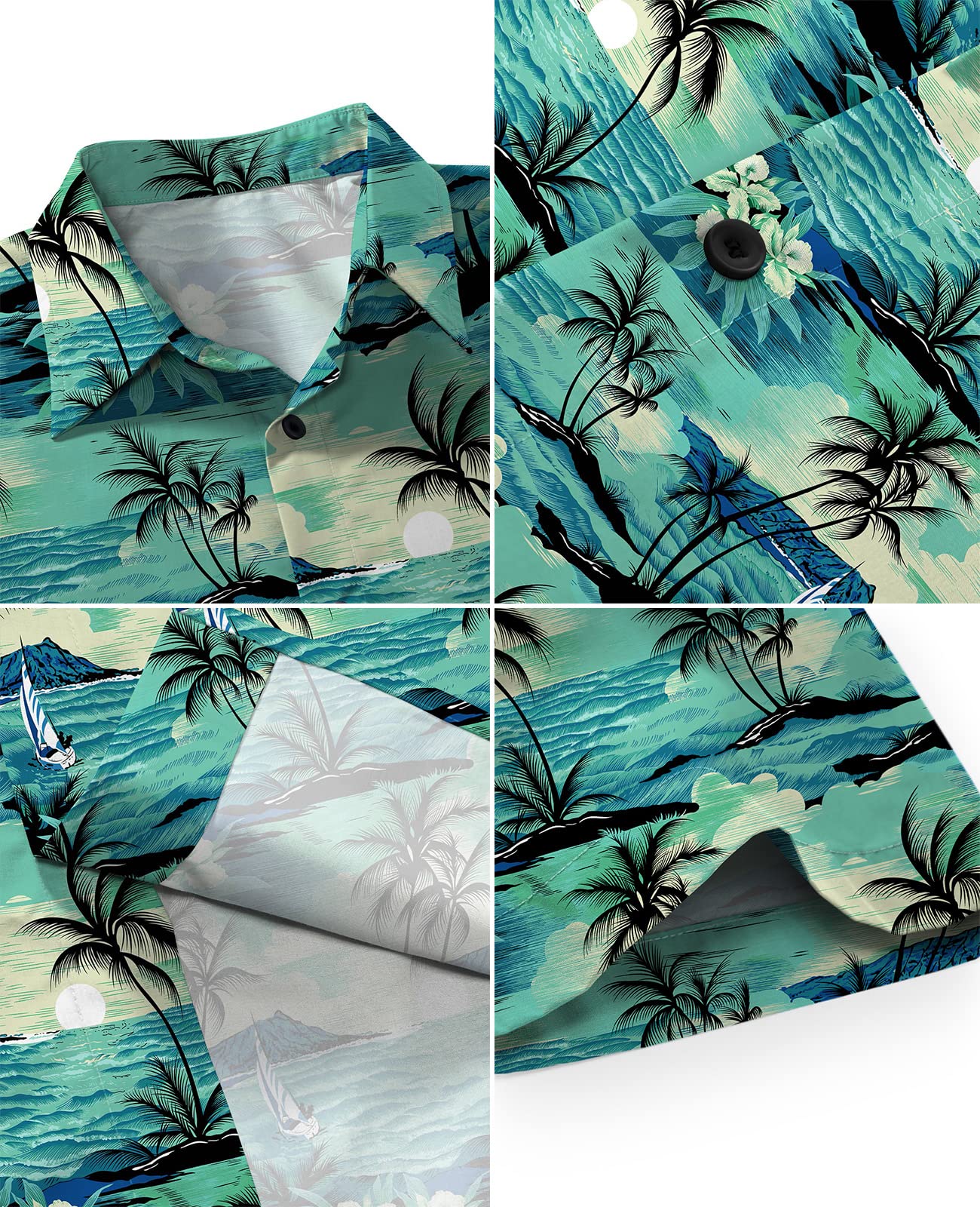 Aiyino Men's Hawaiian Shirt - Short Sleeve Tropical Print Button Down Shirt for Summer, Beach Vacation & Casual Wear | Lightweight Breathable Fabric for Outdoor Parties & Luau Events