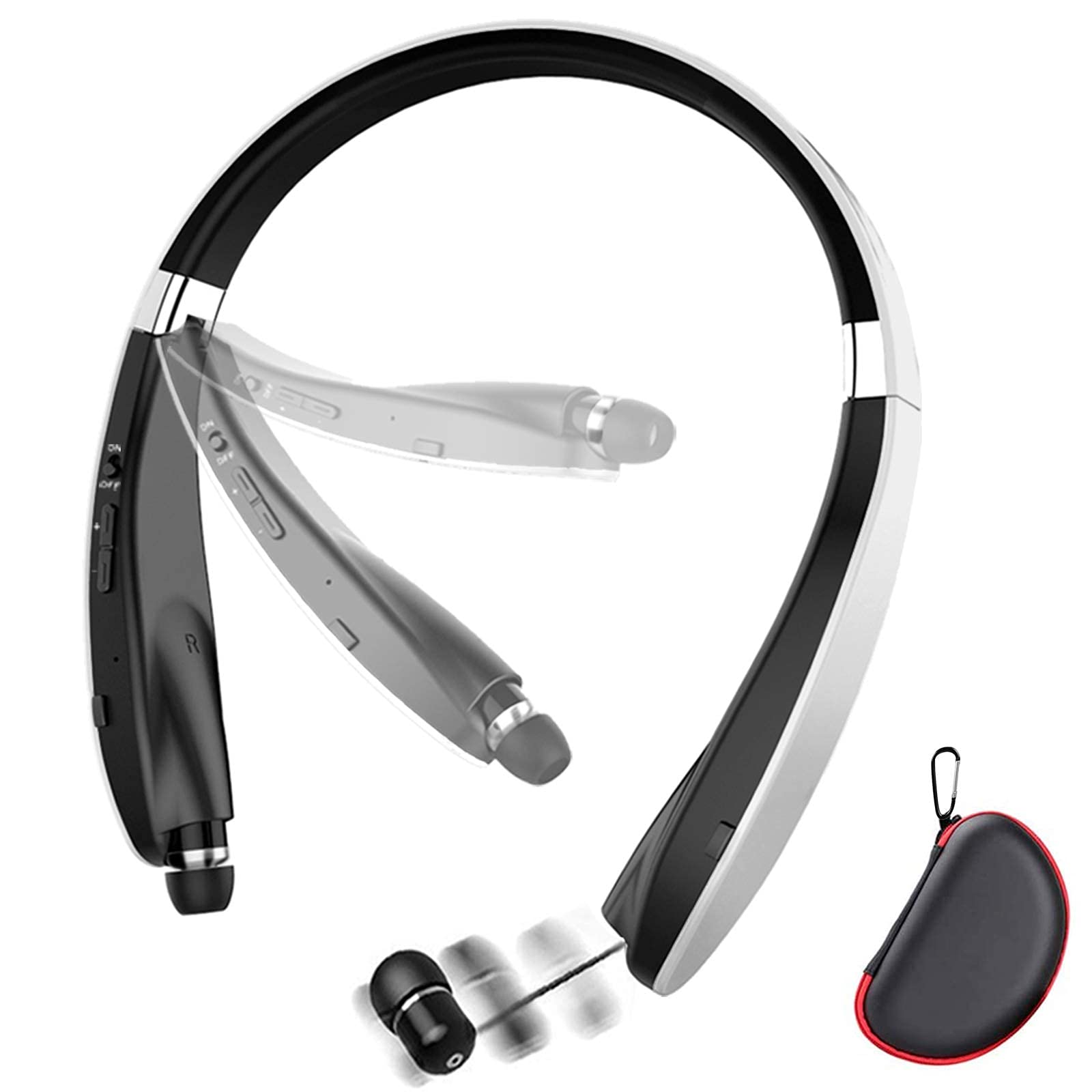BEARTWO Foldable Bluetooth Headphones - Lightweight Retractable Wireless Headset with Noise Cancelling for Running, Gym Workouts & Travel | Includes Carry Case | Perfect for Sports, Exercise & Commuting