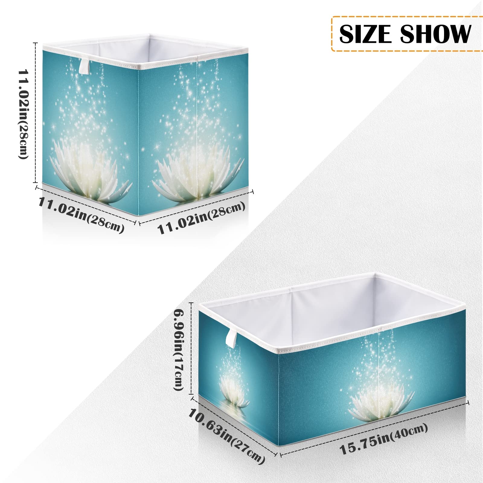 Magic Lotus Collapsible Storage Basket - Foldable Square Laundry Bin & Fabric Organizer for Bedroom, Living Room, Closet - Perfect for Toys, Blankets & Home Organization