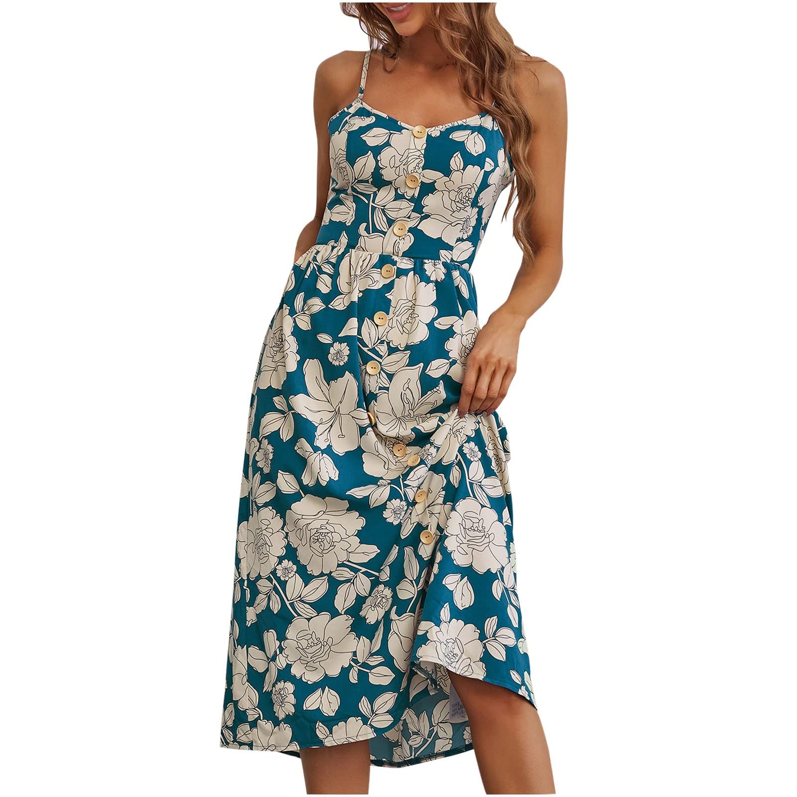 Women's Summer Casual Sun Dresses - Sexy Floral Backless Spaghetti Strap Mini Dress with Sling | Perfect for Beach Vacations, Date Nights & Summer Parties