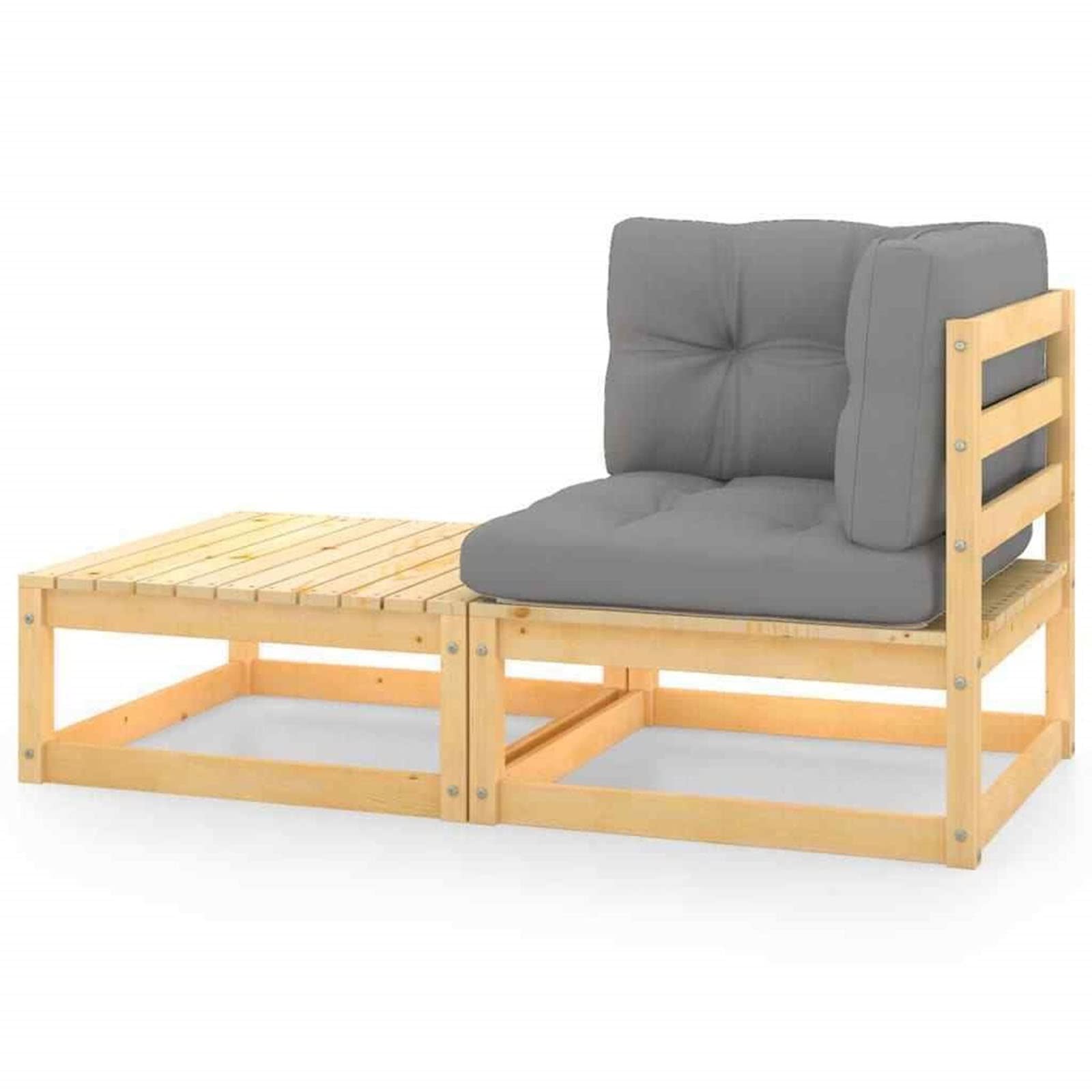 ALIDAM 2-Piece Patio Lounge Set with Cushions - Solid Pinewood Outdoor Furniture for Garden, Deck, Poolside - Durable & Stable Patio Seating Set for Relaxing Outdoors