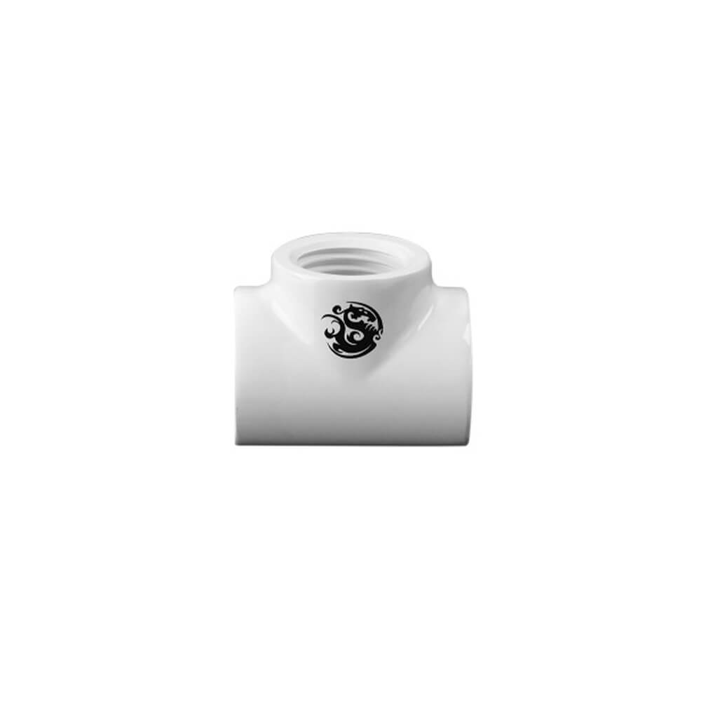 Bitspower T Block with Triple Fitting - Deluxe White Water Cooling Fitting for PC Custom Loop Systems | Ideal for Gaming Rigs & High-Performance Computers