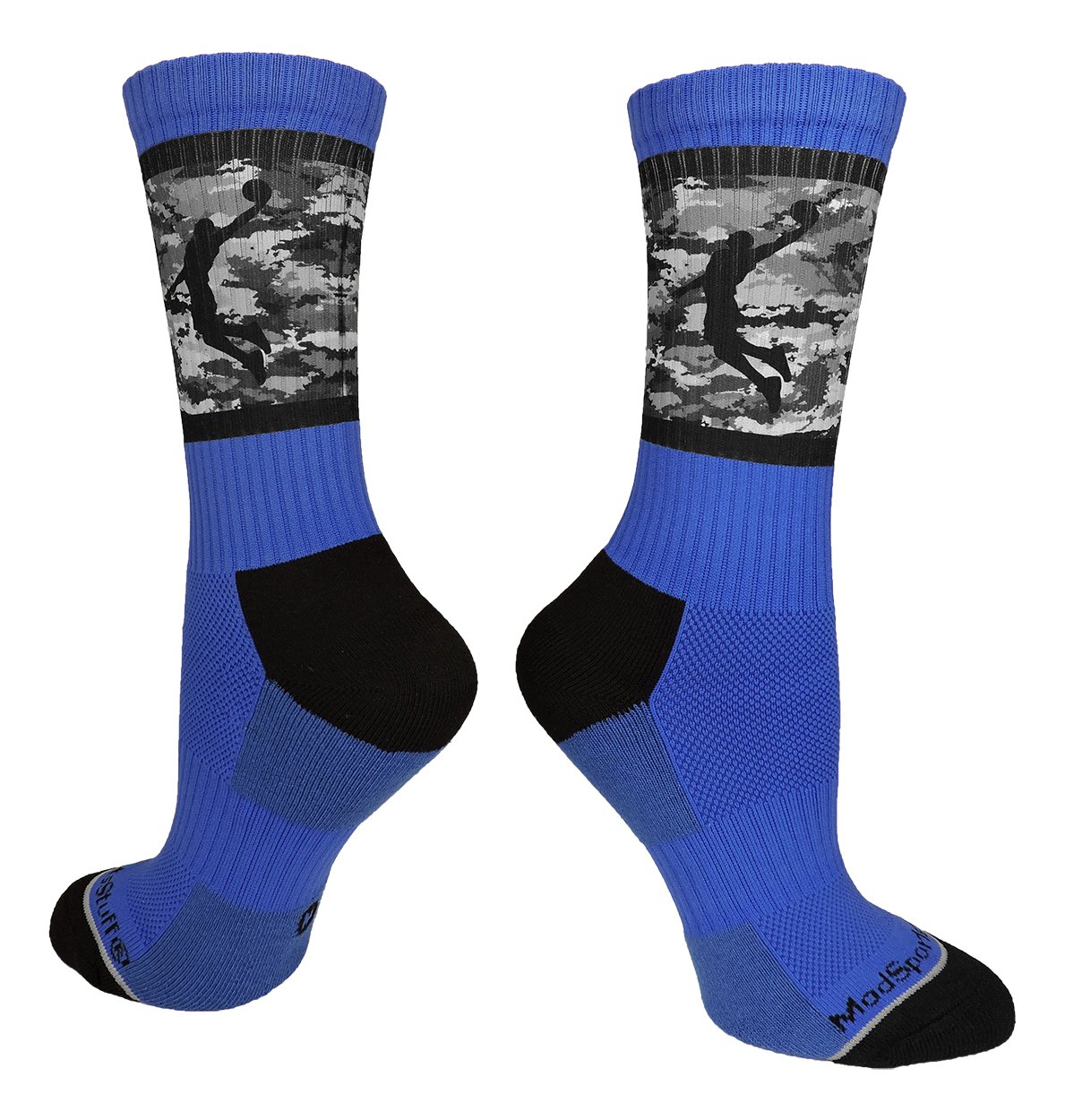 MadSportsStuff Camo Basketball Socks for Men - Moisture Wicking Athletic Crew Socks with Player Design (Multiple Colors) - Perfect for Game Day, Training & Casual Wear