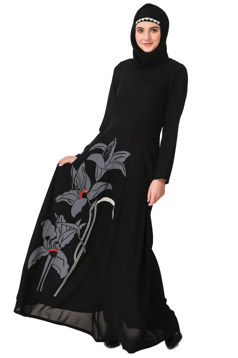 Elegant Floral Patchwork Anarkali Abaya Dress for Women - Perfect for Eid, Weddings & Special Occasions