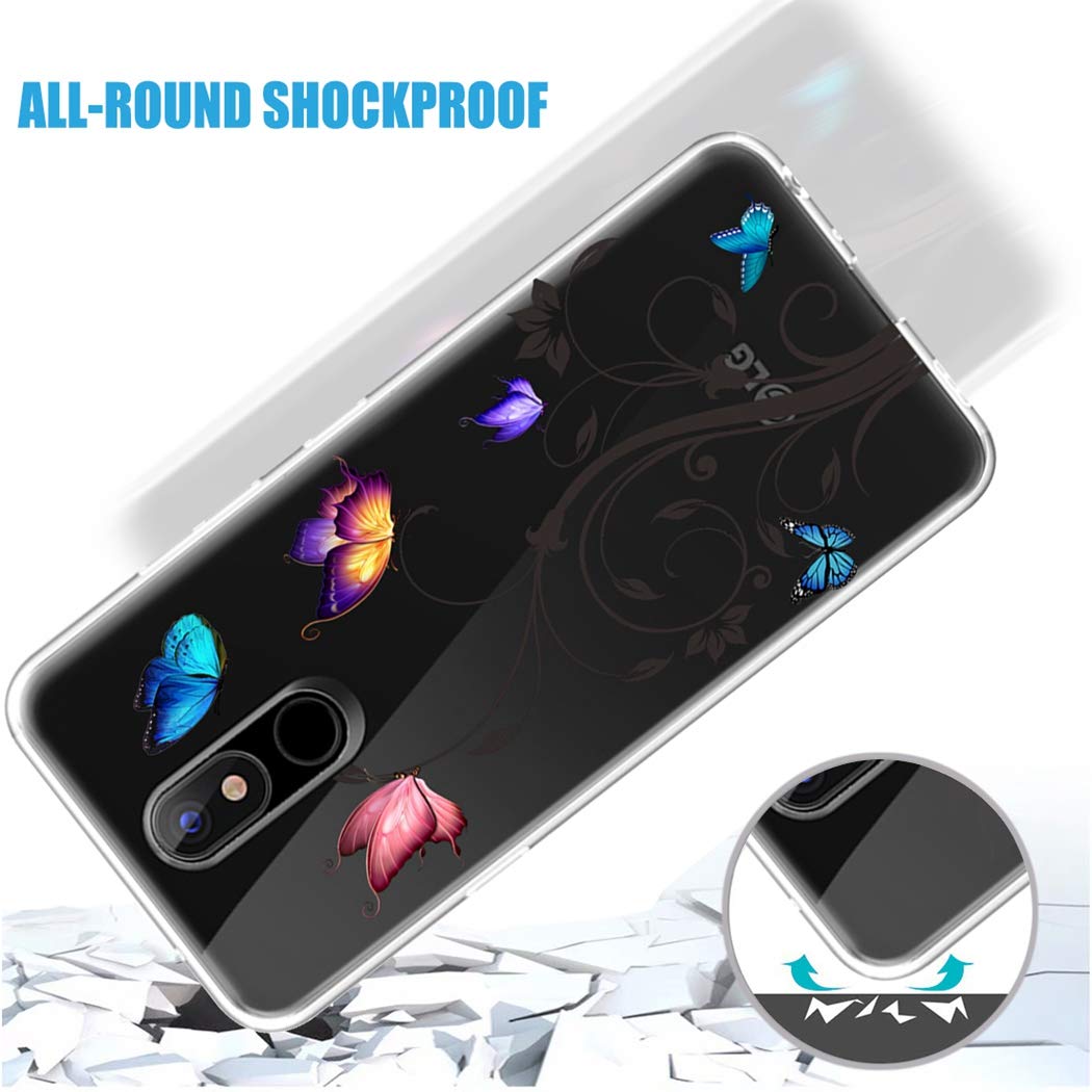 **Clear Soft TPU Shockproof Protective Phone Case for LG K40/K12 Plus/X4 2019/Solo LTE/Harmony 3/Xpression Plus 2 - Cute Butterfly Design for Women & Girls - Perfect for Everyday Use, Work, and Travel**