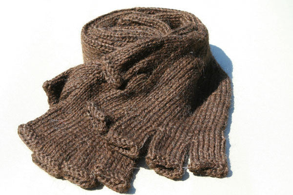 Alpaca Hand Knitted Long Fingerless Gloves in Chocolate Brown - Warm Winter Accessories for Women, Perfect for Typing, Driving & Outdoor Activities