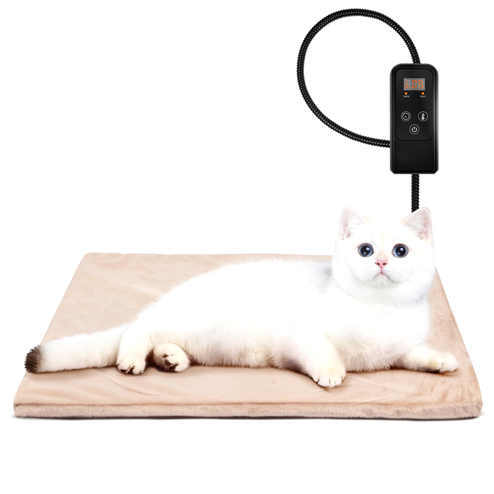 Niubya Electric Heating Pad for Dogs and Cats - Adjustable Temperature Waterproof Pet Heated Mat with Timer, Chew-Resistant Cord & Soft Washable Cover - Perfect for Winter Warmth, Arthritis Relief, and Indoor/Outdoor Pet Comfort