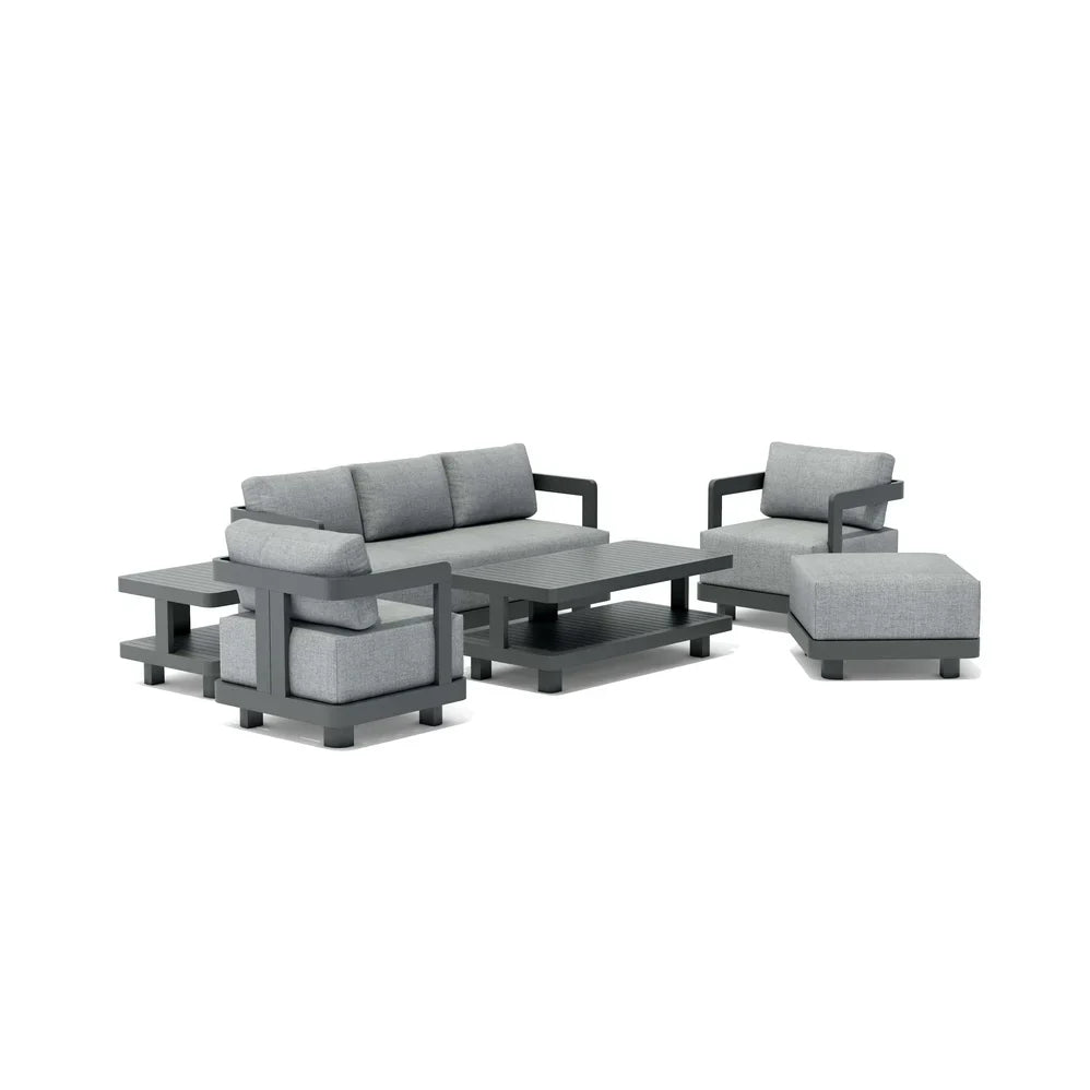 Anderson Teak 6-Piece Granada Aluminum Deep Seating Patio Furniture Set 901 AL - Outdoor Dining & Lounge Set for Garden, Poolside & Backyard Relaxation