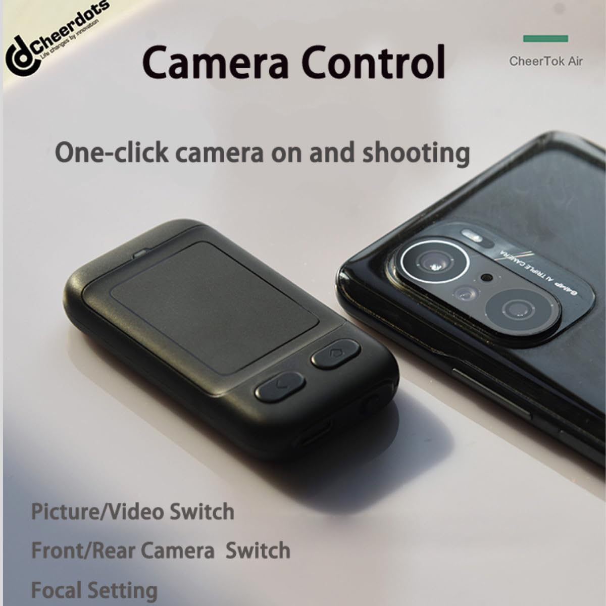 CheerTok Air - Bluetooth Page Turner for Kindle & Ebooks, TikTok Scrolling Remote, Wireless Camera Shutter for iPhone iPad Android Smartphones & Tablets - Perfect for Reading, Video Recording & Social Media Content Creation