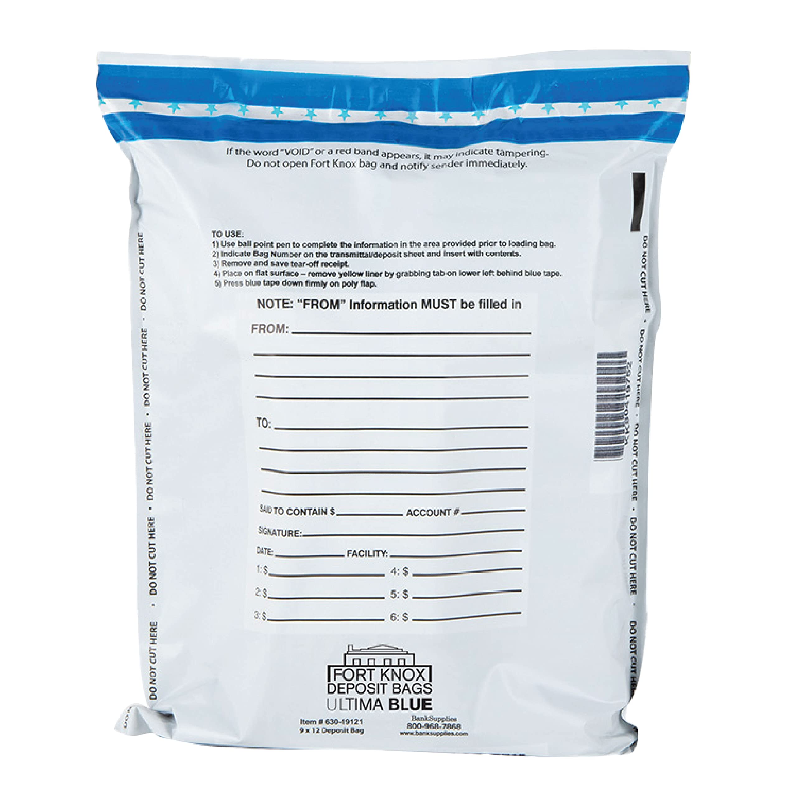 Ultima Blue Dual Pocket White Security Deposit Bags - 15