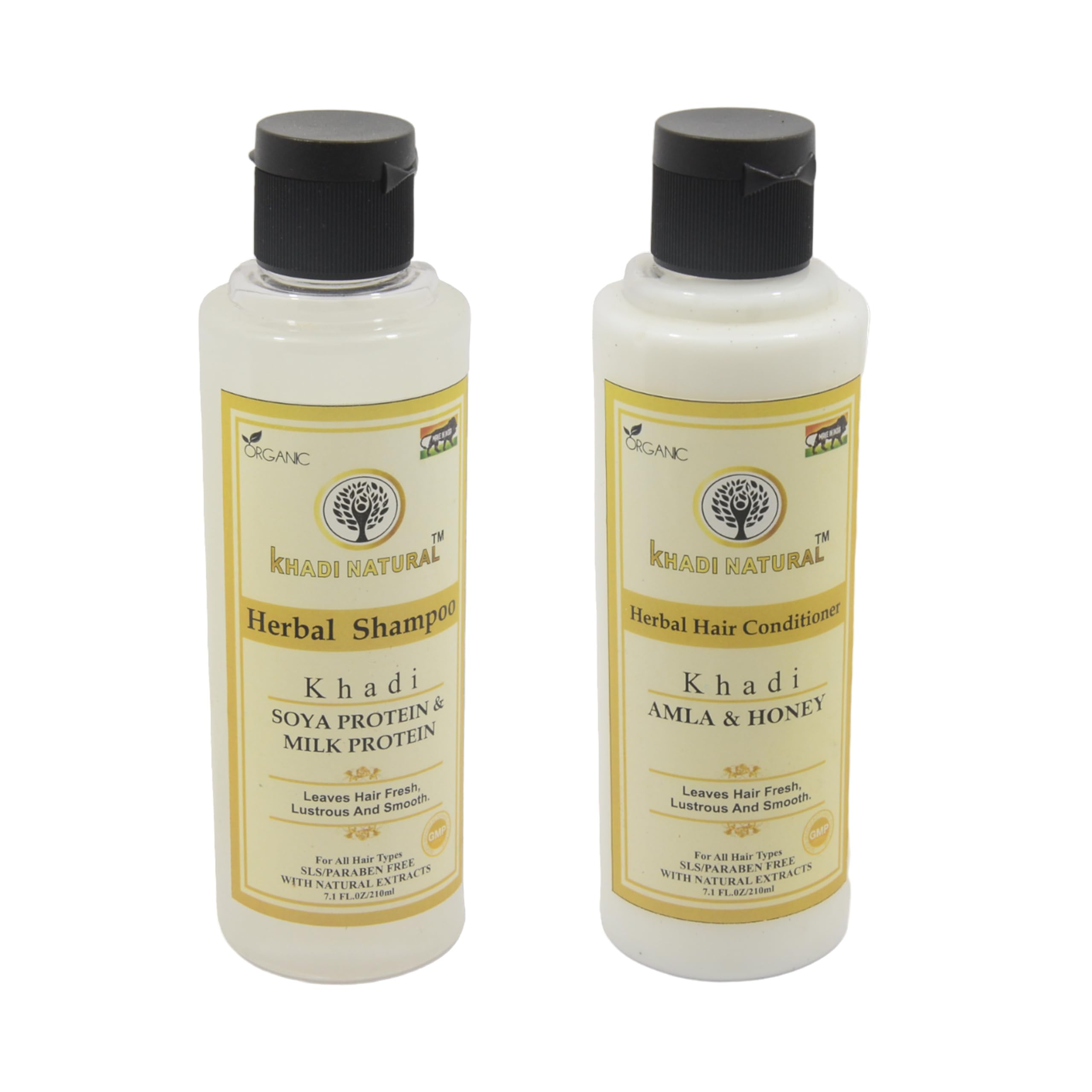 Khadi Natural Milk & Soya Protein Shampoo & Conditioner Set - Herbal Haircare for Strong Silky Hair, Home & Travel Use