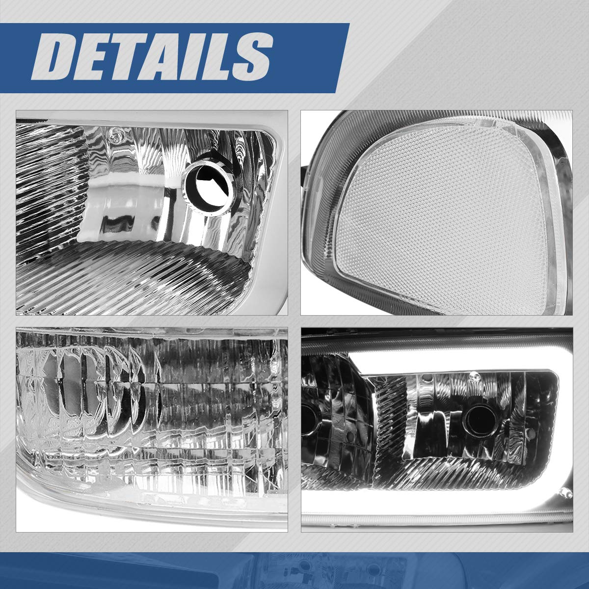 Auto Dynasty LED Headlights for 1999-2007 GMC Sierra/Yukon XL - 4Pcs DRL Assembly with Chrome Housing | Off-Road & Night Driving Upgrade