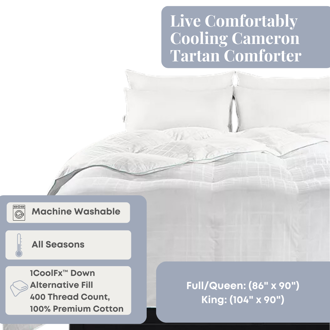 Cooling Cameron Tartan Comforter - Breathable & Soft All-Season Bedding for Hot Sleepers - Perfect for Summer Nights & Warm Climate Homes