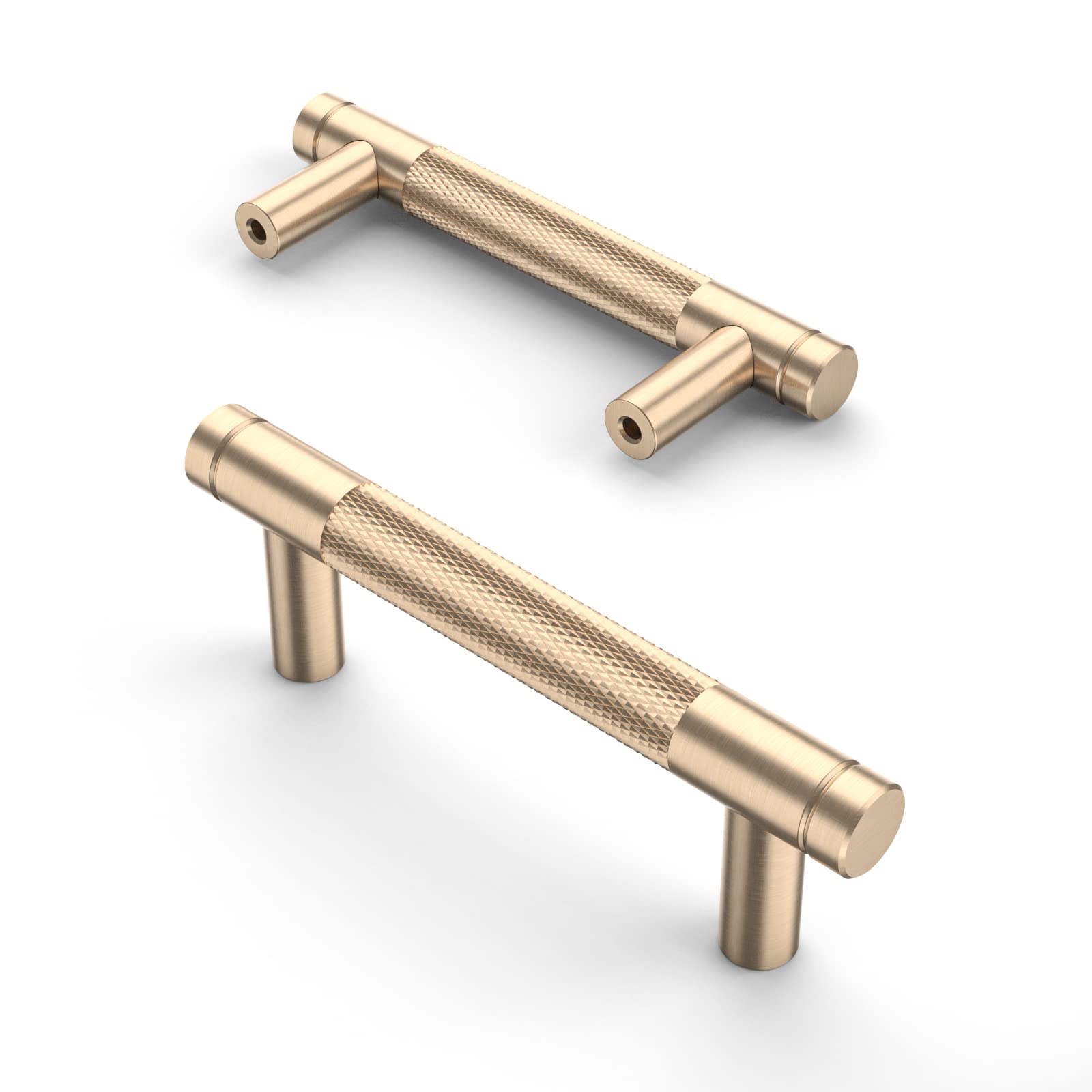 10 Pack 3 Inch (76mm) Gold Cabinet Pulls - Knurled Drawer Handles for Kitchen Cabinets, Dressers & Cupboards | Durable Hardware for Home & Office Furniture Upgrade