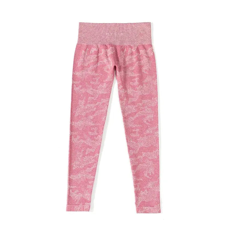 NVGTN Camo Seamless Workout Leggings for Women - Butt Lifting Yoga Pants with Stretch Fabric, High Waist Gym Tights & Fitness Outfits in Fuchsia Nylon - Perfect for Yoga, Running & Gym Training