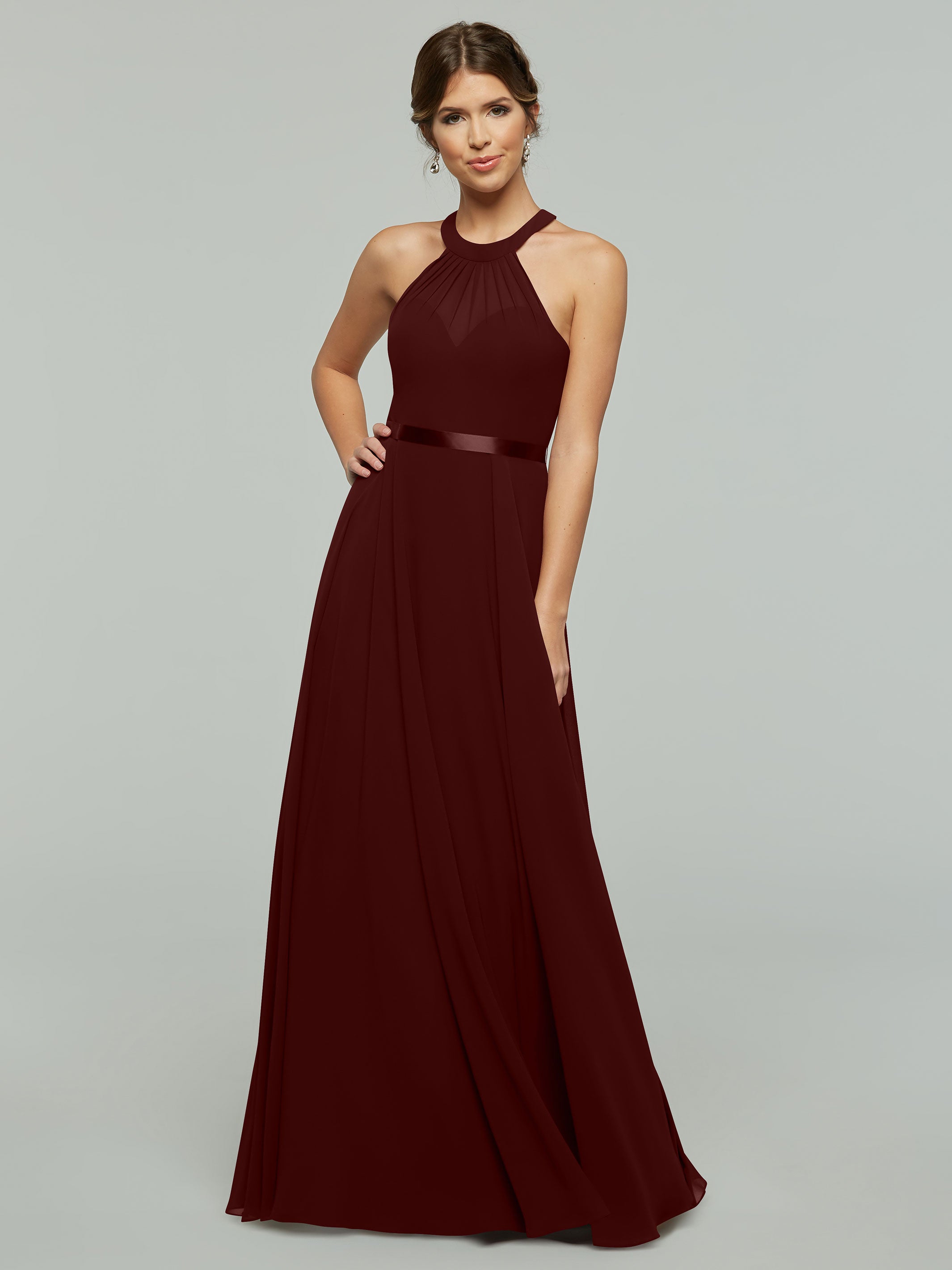 Elegant A-Line Chiffon Bridesmaid Dress with Halter Neckline - Perfect for Weddings, Formal Events & Special Occasions