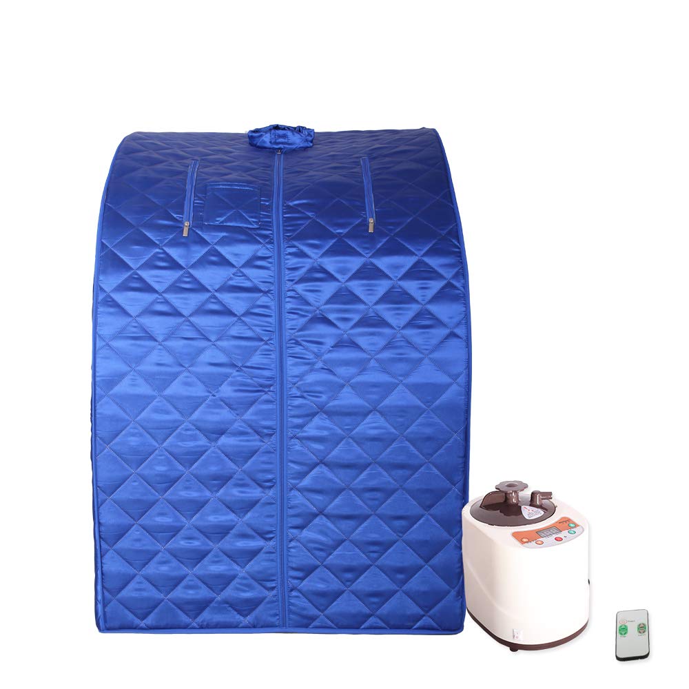 Smartmak Portable Steam Sauna Tent for Home Spa - 2L Steamer with Remote Control, Herbal Box & US Plug - Full Body Detox Therapy for Weight Loss, Relaxation & Pain Relief - Eco-Friendly Personal Sauna for Indoor Use (Blue)