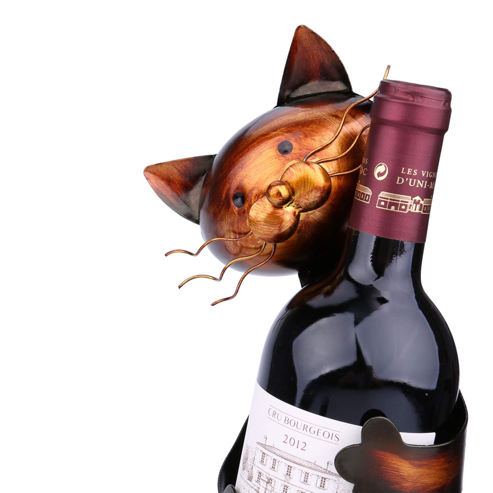 Cat Wine Bottle Holder - Elegant Metal Tabletop Wine Rack for Home Decor | Perfect for Kitchen, Bar & Dining Room Display | Unique Cat Sculpture Gift for Wine Lovers