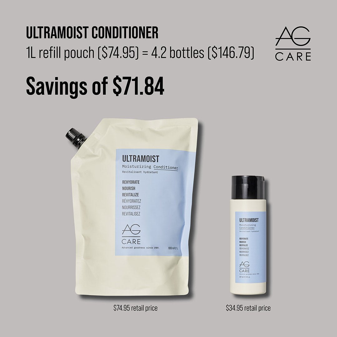 AG Care Ultramoist Moisturizing Conditioner 1L - Deep Hydration for Dry & Damaged Hair - Perfect for Salon & Home Hair Care Routine