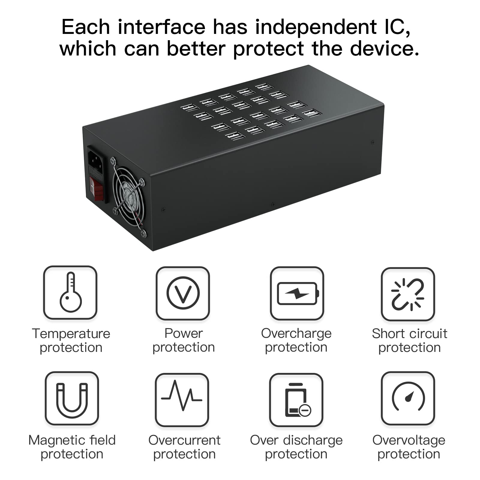 40-in-1 USB Charging Station with 300W Power - 40 Port Multi-Device Charger for iPhone, iPad, Samsung, Tablets & Electronics | Perfect for Offices, Schools, Homes & Travel
