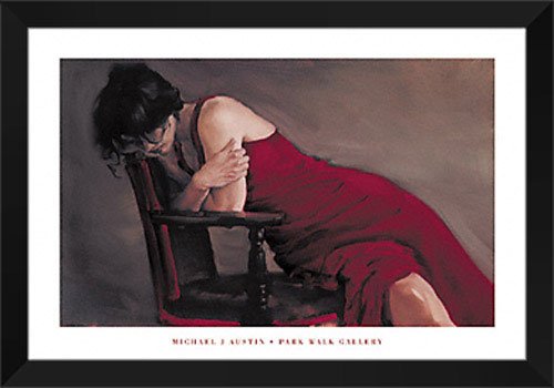 Michael Austin Framed Art Print 28x40 'Red Dress' - Elegant Wall Decor for Living Room, Bedroom & Office | Premium Canvas Painting for Home & Office Decor