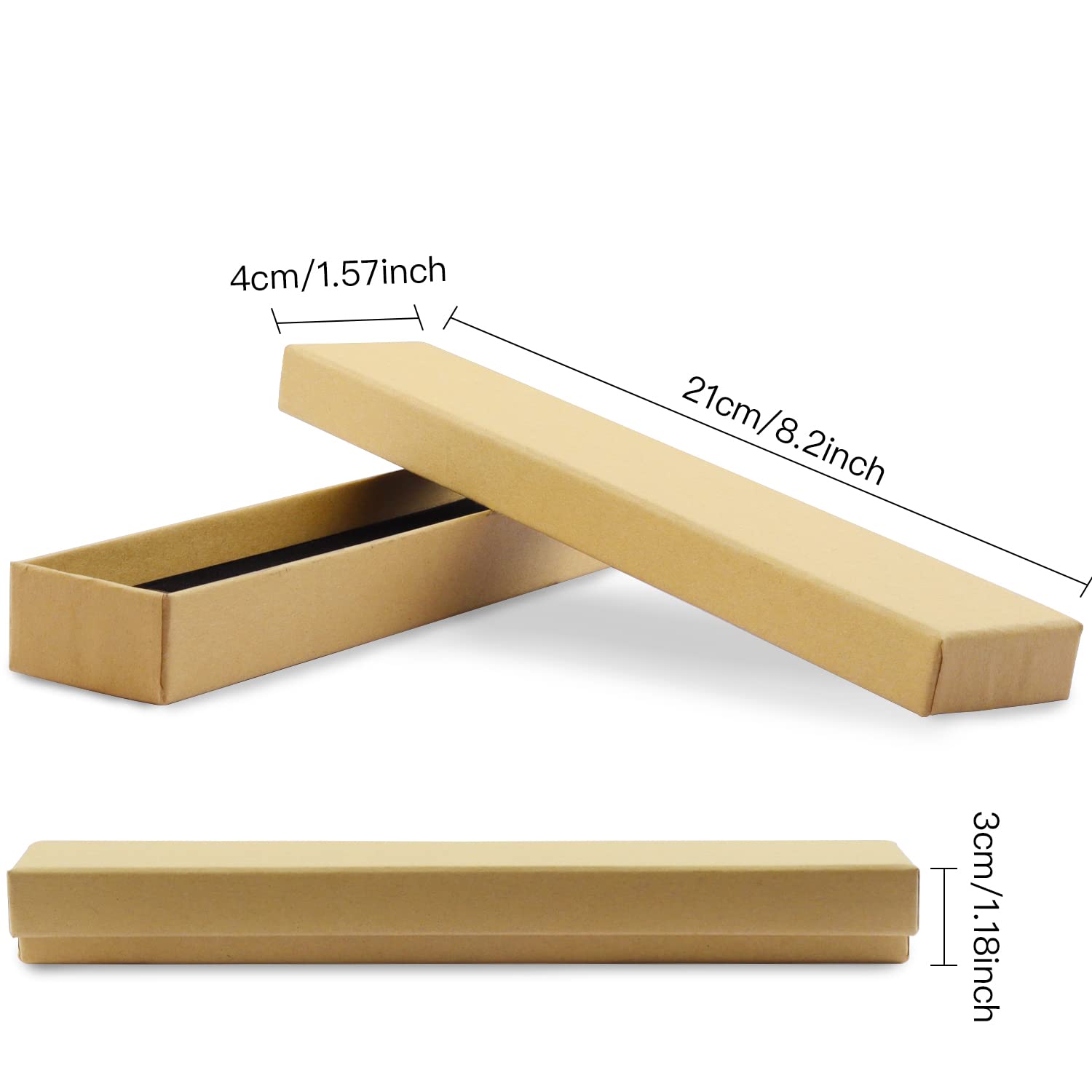 24-Piece Kraft Jewelry Gift Box Set - 8.2x1.57x1.18 Inch Cardboard Necklace Boxes with Cotton Filling for Wedding, Engagement, Anniversary Gifts - Perfect for Jewelry Presentation & Special Occasion Packaging