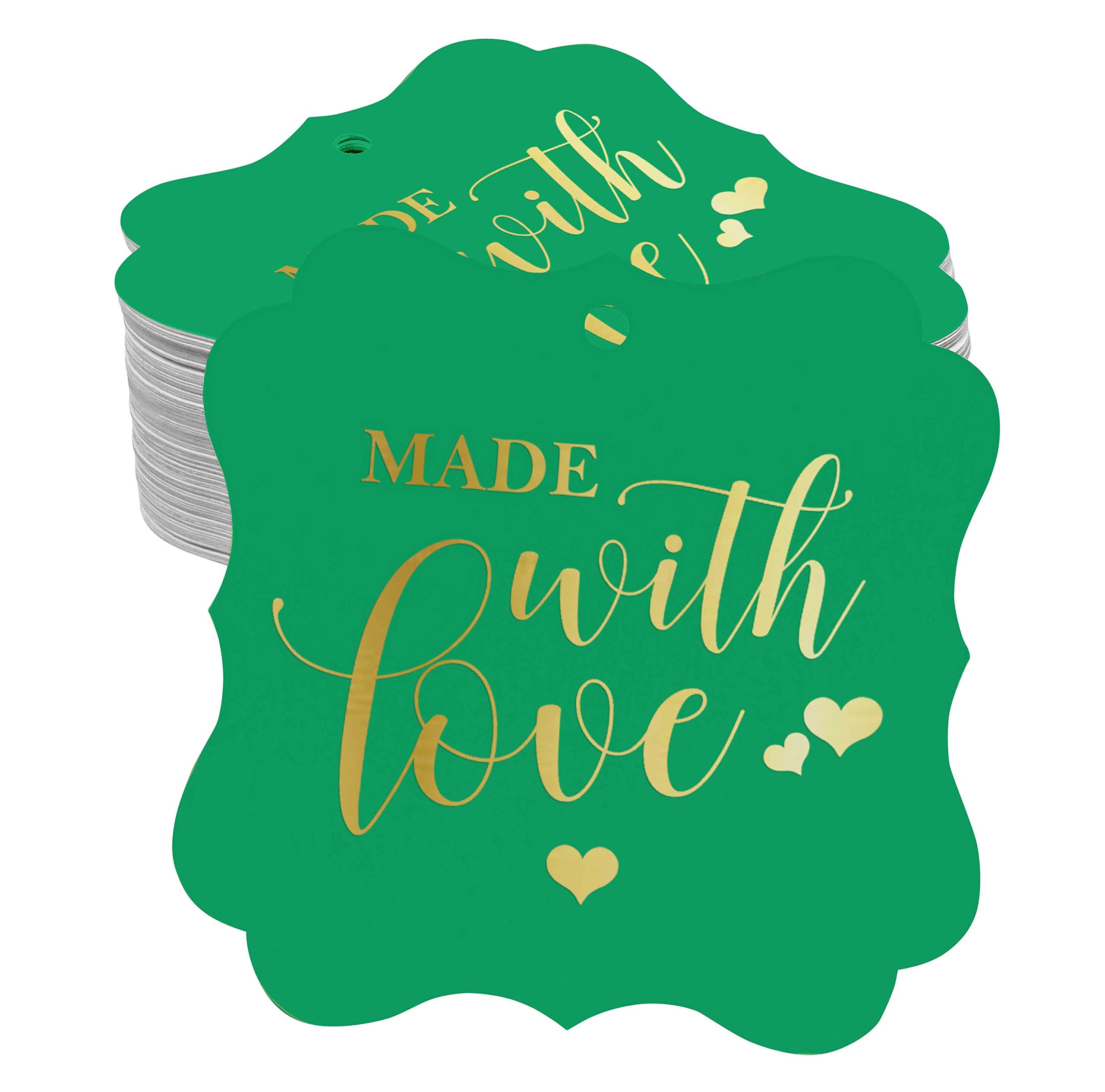 100pcs Real Gold Foil Bracket-Shaped Wedding Favor Tags - Elegant Handmade Gift Tags for Bridal Showers, Baby Showers & Party Decorations