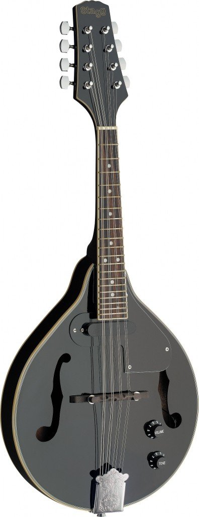 Stagg M50 E BLK Acoustic-Electric Mandolin - Black Finish, Professional Bluegrass Instrument with Built-in Pickup for Live Performances & Studio Recording