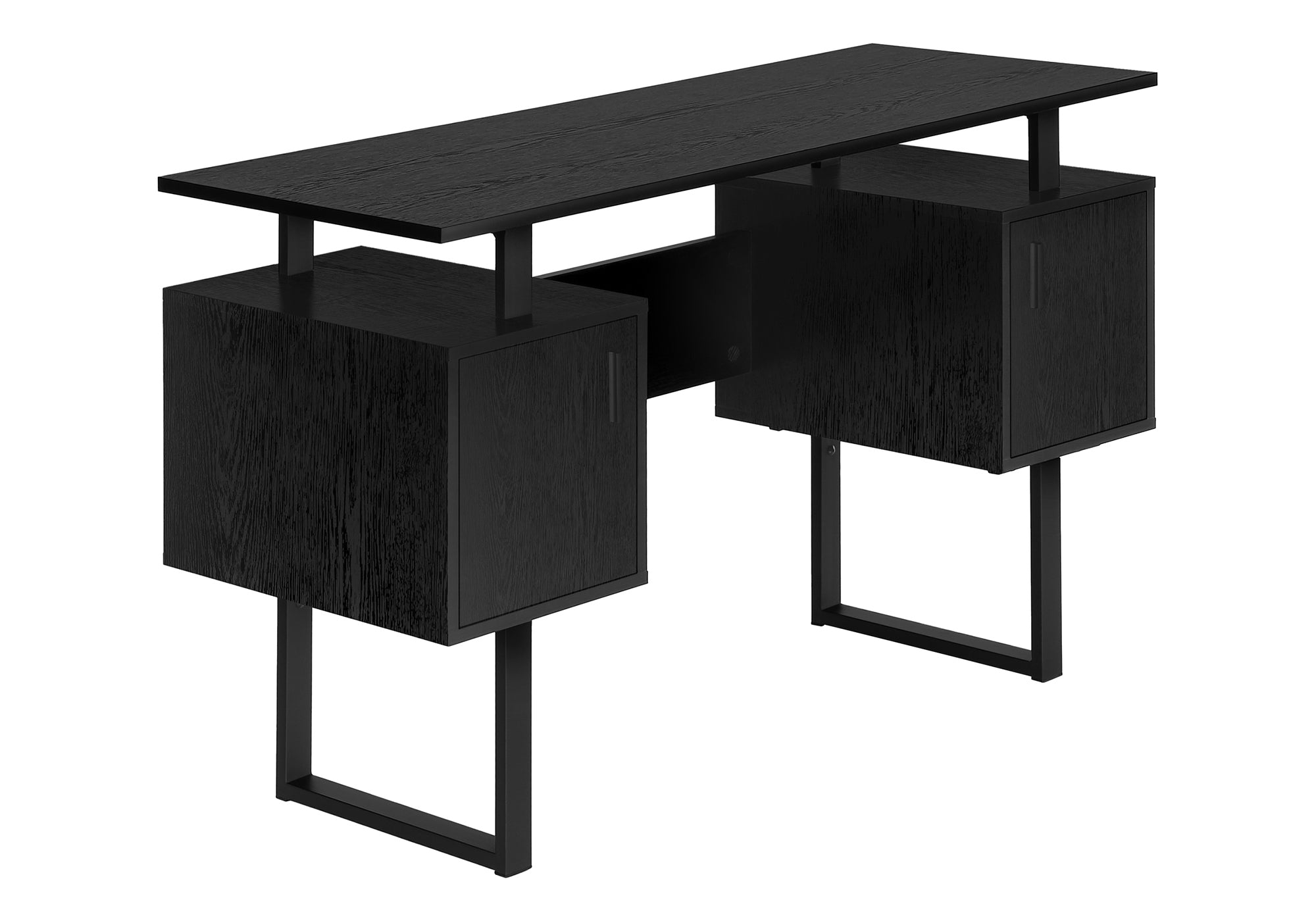 48L Black Laminate Computer Desk with Storage Shelves - Modern Home Office Workstation for Small Spaces, Gaming & Study - Sturdy Writing Desk with Keyboard Tray & Cable Management