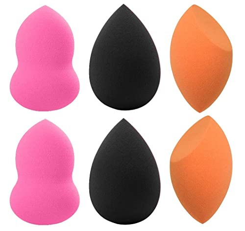 Famecia Beauty 6-Piece Makeup Sponge Set - Non-Latex Foundation Blender Sponge for Dry & Wet Use, Multi-Colored Professional Beauty Blending Sponges - Perfect for Flawless Makeup Application at Home or Salon