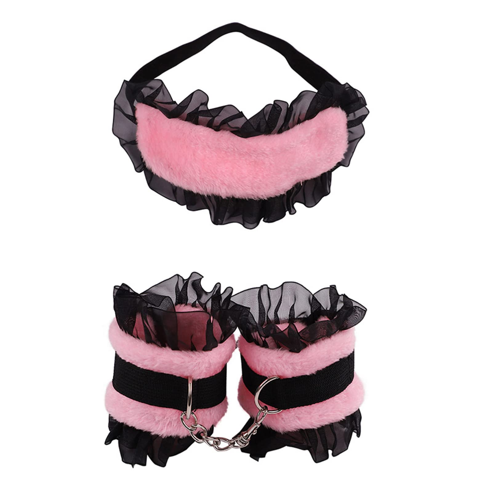 YOOJIA Adjustable Plush Leather Wrist Cuffs & Anklets - Fluffy Wide Cuff Bracelet for Adults, Cosplay Jewelry, BDSM Fashion Accessory - Perfect for Costume Parties, Role Play, and Gothic Fashion