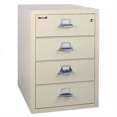 Fireproof 4-Drawer Vertical Filing Cabinet - Sand Finish with Key Lock - Secure Document Storage for Office & Home Use