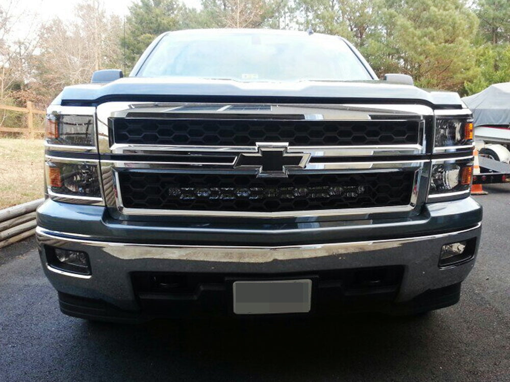 150W 30-Inch CREE LED Light Bar with Behind Grille Mounting Bracket & Wiring Harness - Compatible with Chevy Silverado 1500/2500/3500 - Perfect for Off-Roading, Hunting, and Night Driving
