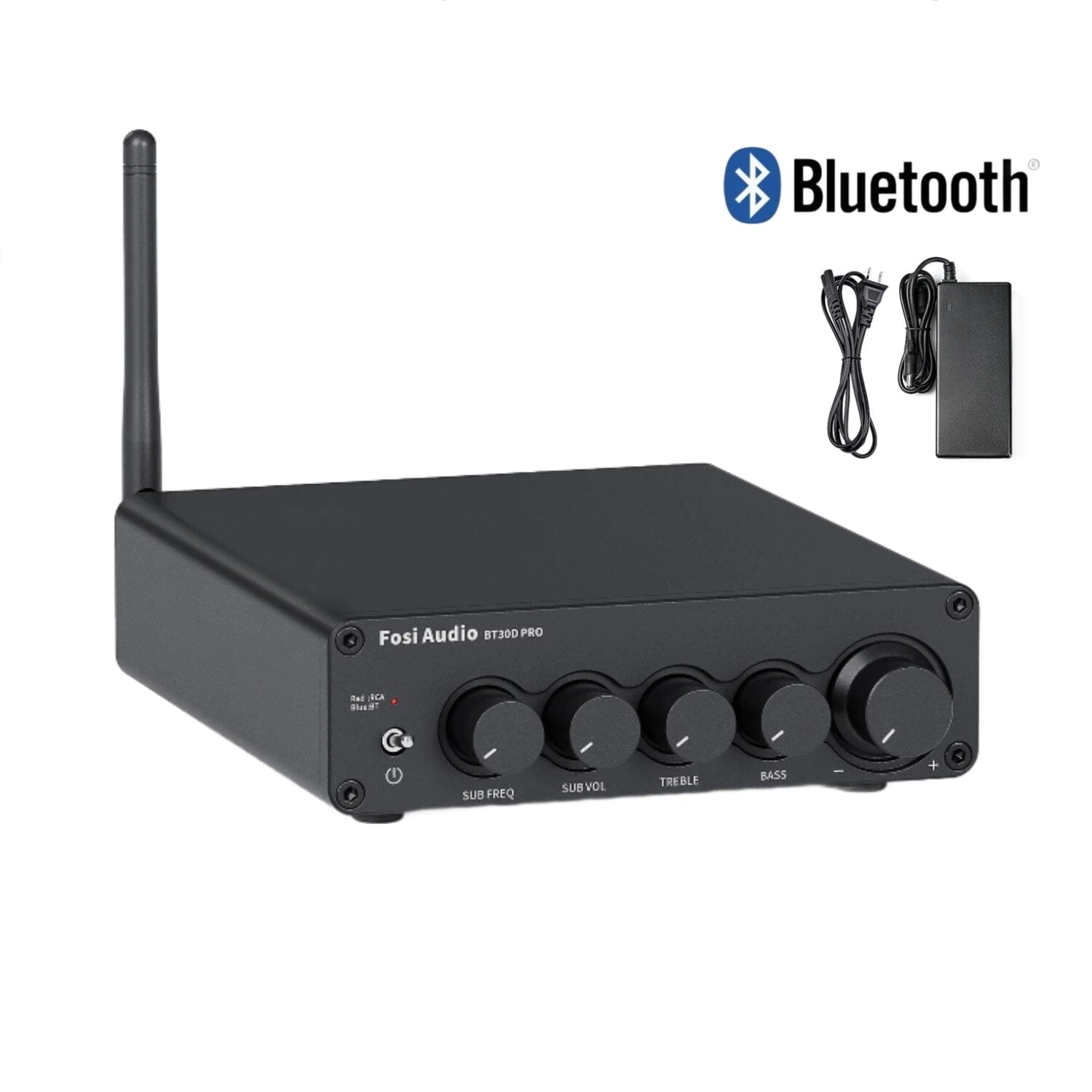 Fosi Audio BT30D PRO Bluetooth 5.0 Stereo Amplifier - 2 Channel 300W Power Amp with Bass Treble Control for Home Theater, Speakers, Subwoofer - Perfect for Living Room, Gaming & Music Listening